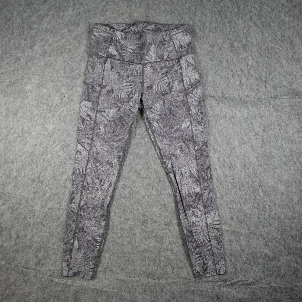 Lululemon Leggings Women 8 Grey Fast Free Tight 25 Nulux Floral Yoga‎ Run Gym